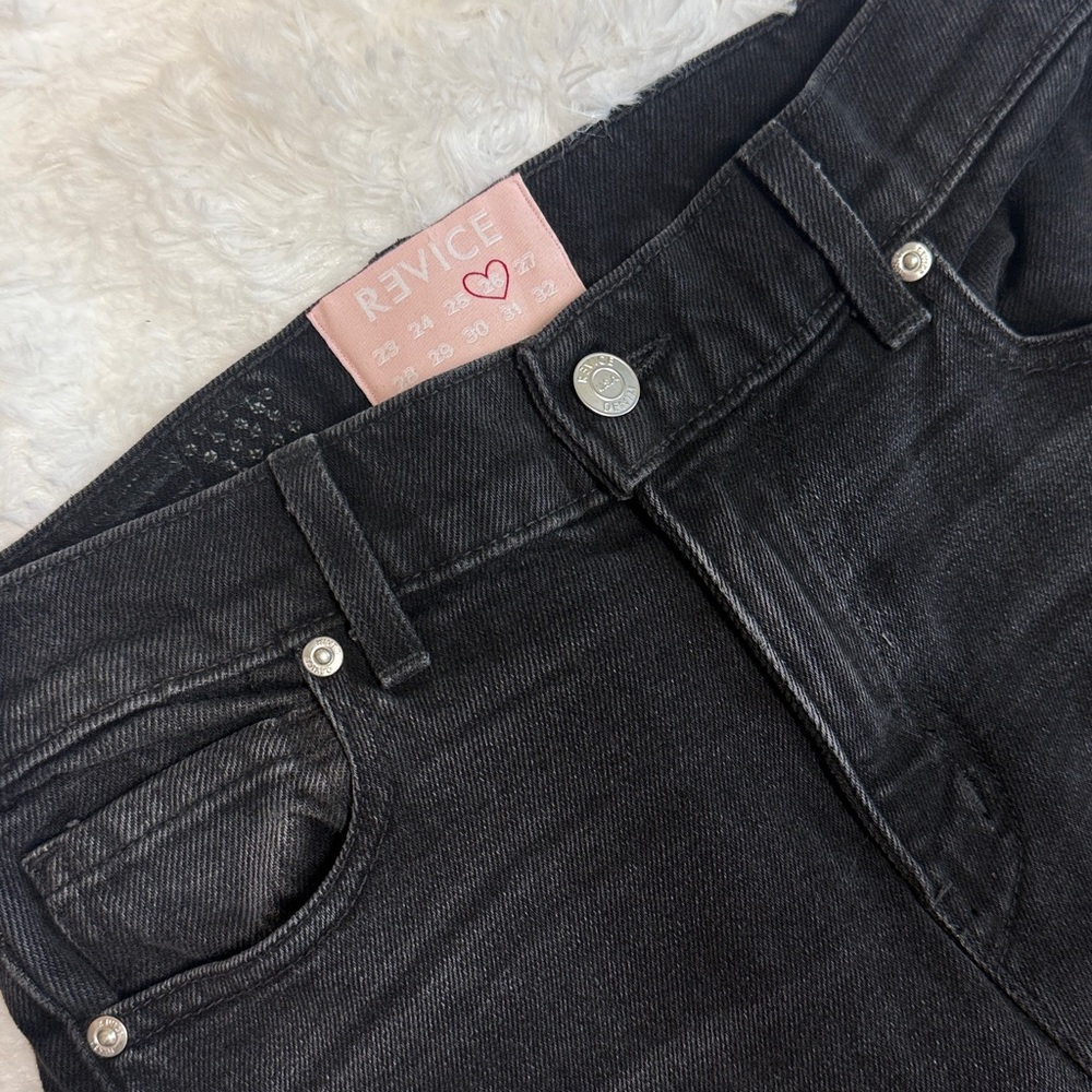 Revive Black Women's High-Rise Straight Jeans with Decorative Knee Stitching - Picture 3 of 7